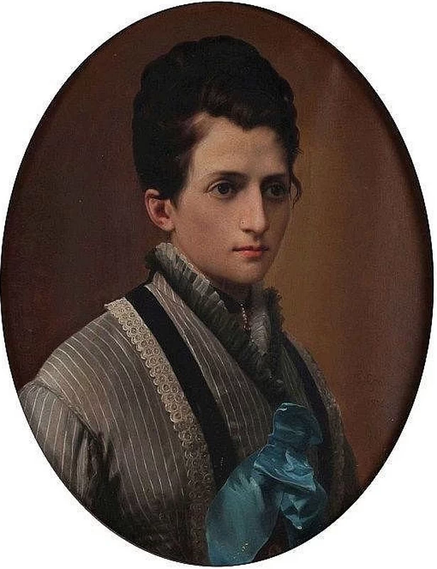 Ritratto di giovane donna con fiocco blu